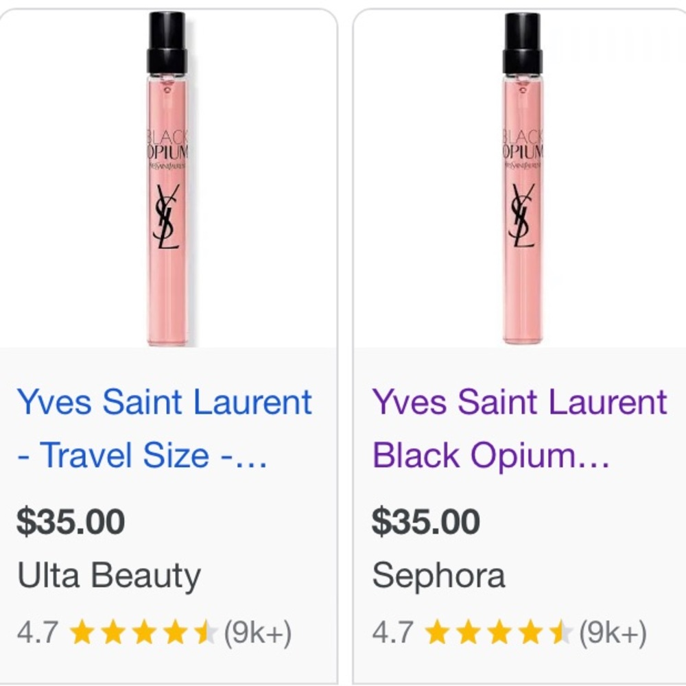 Travel, size different scents to choose from